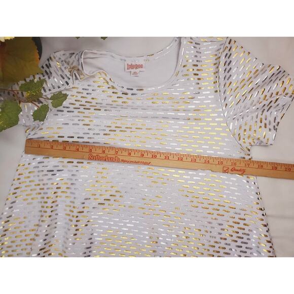 Nwot LuLaRoe Carly Dress XS Metallic Shine Hi Low Swing T-Shirt Womens Mumu Size - Picture 4 of 10